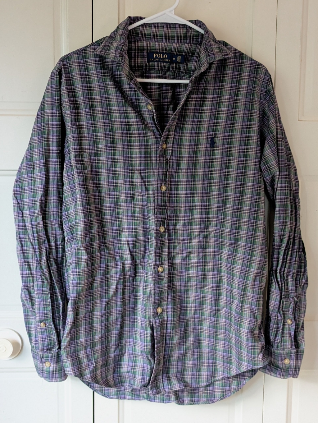 Polo Ralph Lauren Plaid Purple And Green Long Sleeve Button Up Shirt